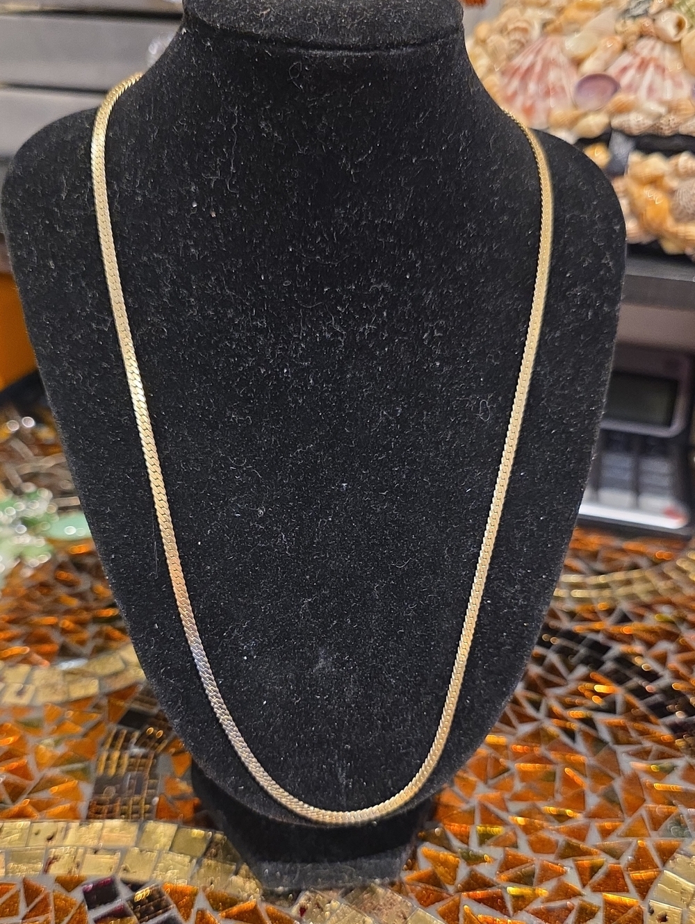 Vintage Gold Flat Herringbone Necklace